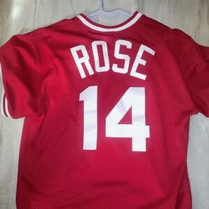 Mitchell & Ness Red Jersey with White Lettering